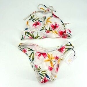 Shade and shore white Hawaiian print bikini size medium
